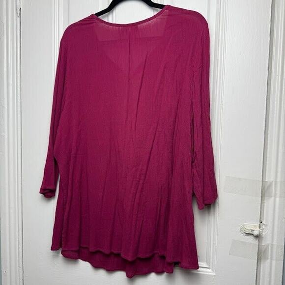 Boho Blouse Womens 2X Maroon Embroidered Pullover French Tassels Southwestern - Picture 4 of 5